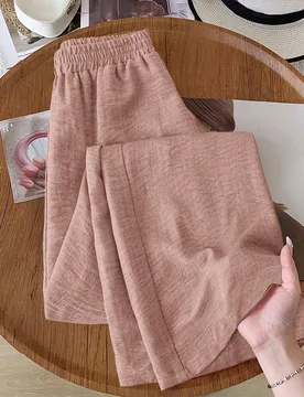 Pantalones casuales de color liso para mujer, adecuados para vacaciones de otoño y hogar, rosa empolvado XL - Shein - FashionsVida