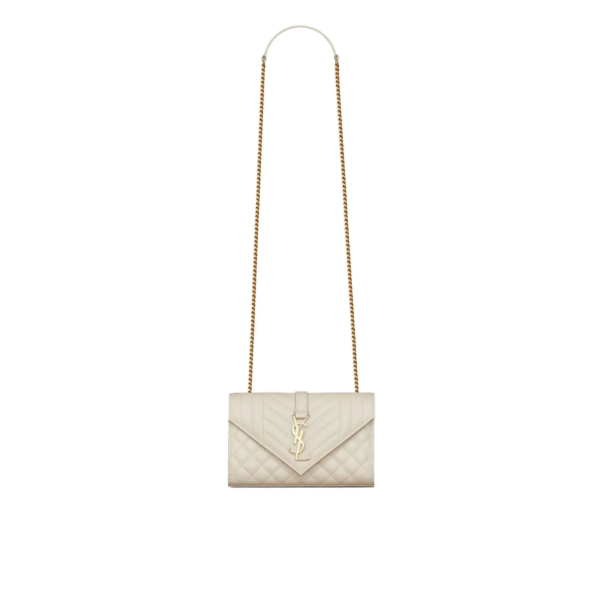 Womens Envelope Small Bag - Ivory Leather - One Size - Saint Laurent - FashionsVida