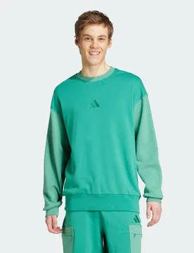 All SZN French Terry Colorblock Crew Sweatshirt L Semi Court Green - Adidas - FashionsVida