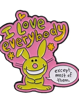 I Love Everybody Except Most Of Them Enamel Pin Cute Yellow Rabbit and Sarcastic Quotes Brooch Bags Lapel Badge Jewelry Gifts - Aliexpress - FashionsVida