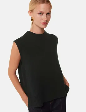 Pure Wool Split Hem Knitted Vest Top Black female - Whistles - FashionsVida
