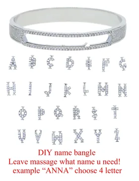 New Arrived DIY Slider Charm Bangles A-Z Initial Name Bracelets Cubic Zirconia Slider Letters Bangles Name Jewelry - Aliexpress - FashionsVida