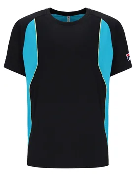 Black Backspin Tennis Short Sleeve Top - UK S - FILA Tennis - FashionsVida