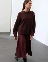 Wool with Cashmere Crew Neck Jumper Mahogany female