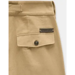 Pantalones rectos de mujer 100% algodón estilo pinzas con cierre de botón