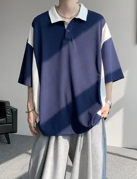 Summer New Style Men's Color-Contrast Short-Sleeved T-Shirt, Short Polo Shirt, Plus Size, Extra Large Size - Aliexpress - FashionsVida