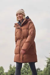 Maggie Womens Waisted Baffle Coat - Orange - Orange - Size: 12