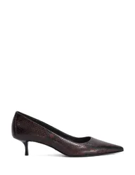 Leather Snake Print Kitten Heel Court Shoes Brown female