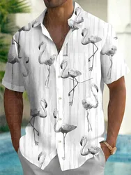 Cute Pattern Men's Hawaiian Shirt Stretch Easy Care Camp Shirt Big Tall
