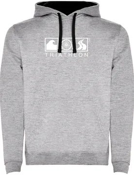 Felpa Con Cappuccio Triathlon Two-colour Heather Grey / Black M - Kruskis - FashionsVida