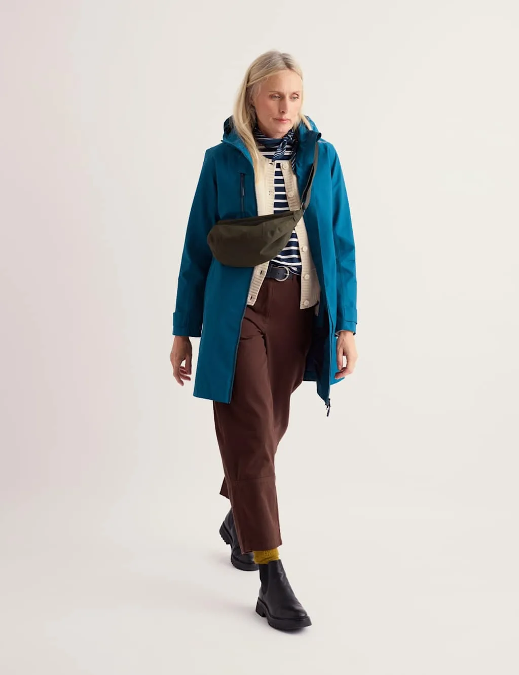 Waterproof Hooded Longline Rain Jacket Teal female - Seasalt cornwall - FashionsVida