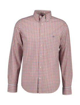Regular Fit Pure Cotton Poplin Checked Shirt Red male - Gant - FashionsVida