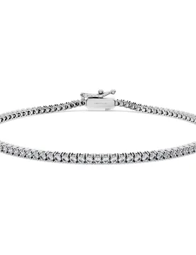 Bracciale Tennis Eternity, Diamanti creati in laboratorio 1,5 ct tw, Forma rotonda, Oro bianco 18 K XL - Swarovski - FashionsVida