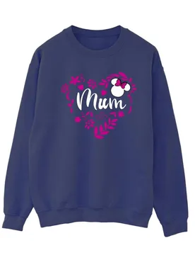 Women's Mum Heart Minnie Mouse Sweatshirt in Navy Size: 2XL - Navy - Size: 2XL - Disney - FashionsVida