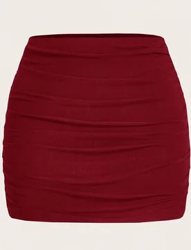 Minifalda de mujer de unicolor, con capa doble de tul y volantes, de ajuste ceñido S - Shein - FashionsVida
