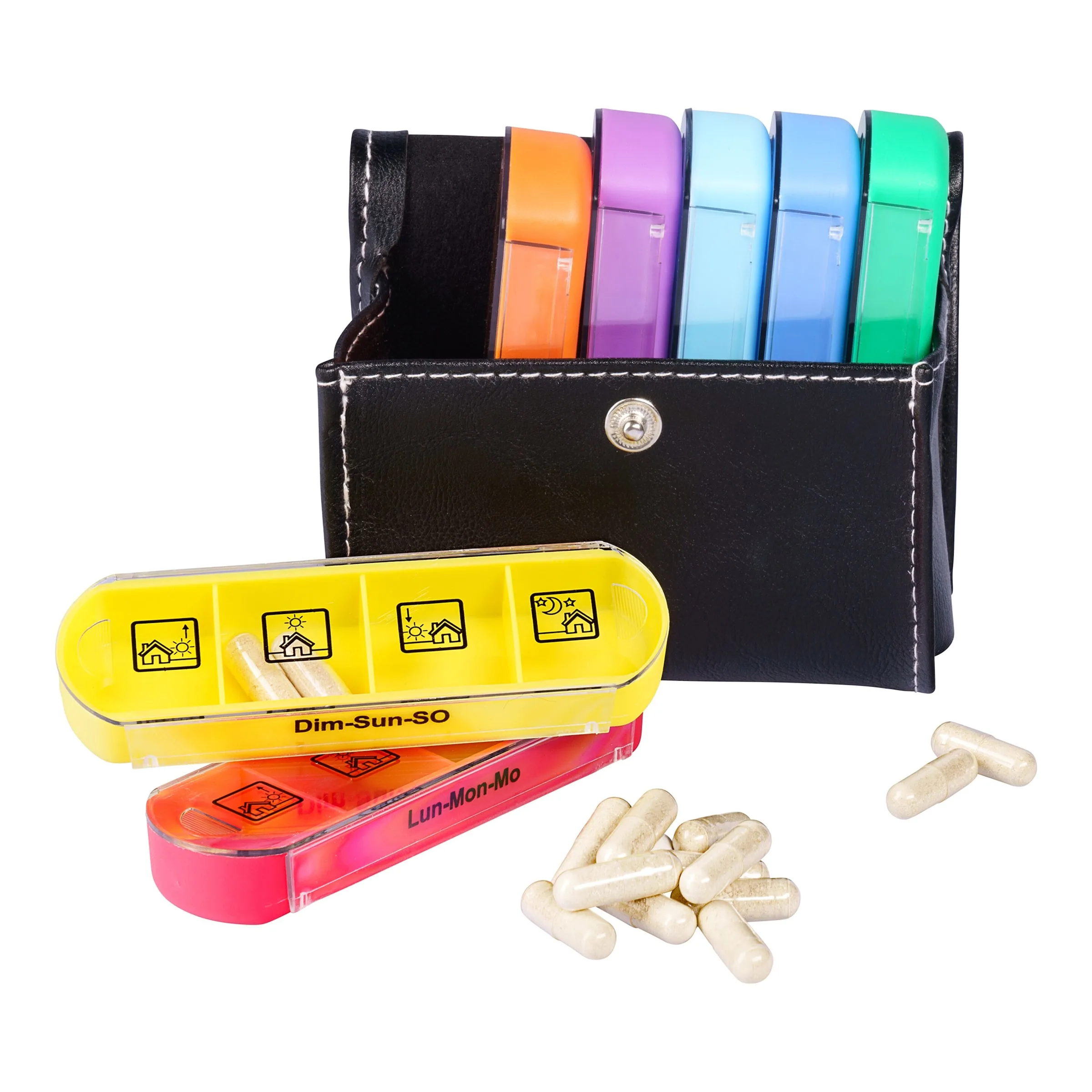 Tablettenbox 7 Tage mit Etui mehrfarbig - Wellys - FashionsVida