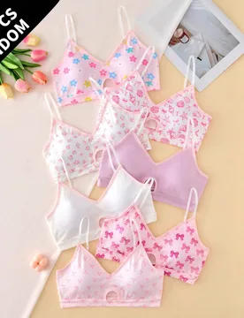 Piezas de bralettes cómodos y amigables con la piel para niñas preadolescentes con diseño calado 12Y - Shein - FashionsVida