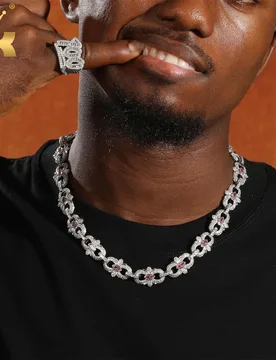THE BLING KING 16mm Pink Dark Blue Marquise Floral Infinity Chain Necklace Iced Out Cubic Zircon Bracelet Charm Hiphop Jewelry - Aliexpress - FashionsVida