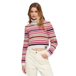 Maglione A Collo Alto Stripe Crop Ecru Stripe S
