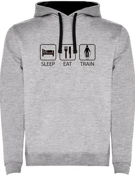 Sweat à Capuche Sleep Eat And Train Two-colour Heather Grey / Black L - Kruskis - FashionsVida