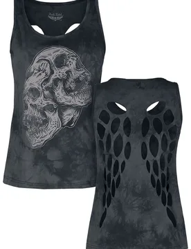 Rock Top - Top mit Frontprint und Cut-Outs am Rücken - S bis XL - für Damen - Größe M - grau - Frauen - female - Rock Rebel by EMP - FashionsVida