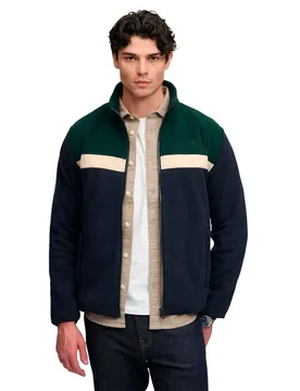 Sweat-shirt à Zip Tricolour Fleece Through Eclipse Navy / Green M - Superdry - FashionsVida