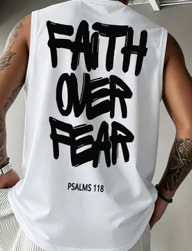 Camiseta sin mangas de cuello redondo para hombre, moda de verano versátil con estampado de graffiti callejero en inglés S - Shein - FashionsVida