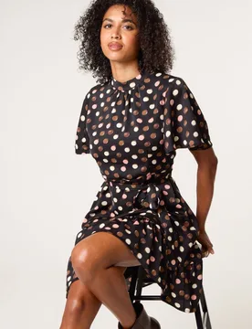 Women's Multi Short Sleeve Slip On V-neck Mini Dress Size: 8 - Multicolor - Size: 8 - Blue Vanilla - FashionsVida