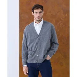 Cárdigan de hombre de botones liso cashmere