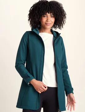 Women's 'Keld' Long Shower Resistant Hooded Softshell Jacket in Dark Green Size: 10 - Dark Green - Size: 10 - TOG24 - FashionsVida