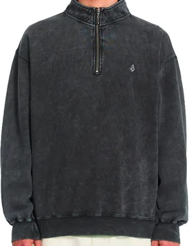 Sweat à col montant demi-zippé - Single Stone Quarter Zip Light Acid Black en Coton - Taille M - Gris - Volcom - FashionsVida