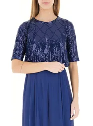 Blusa con paillettes BLU L