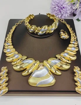 Pcs Design Color Hollow Out Jewelry Set 18K Gold Plated Necklace Bracelet Stud Earring Ring Fashion Dubai Nigeria Gift - Aliexpress - FashionsVida