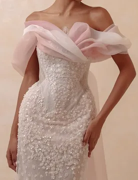 Customized Luxury Off Shoulder Mermaid Evening Dress Lace Decal Beads Ball Dress Formal Wedding party dress - Aliexpress - FashionsVida