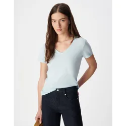 Camiseta de mujer de manga corta con escote en v