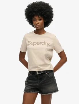 Superdry Damen Farblich Abgestimmtes Core T-shirt Creme - Größe: 44 - 39.99 - FashionsVida