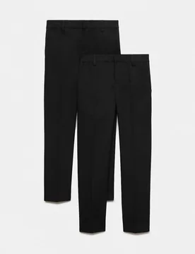 Pack Boys' Slim Leg Longer Length School Trousers (2-18 Yrs) Black male - M&S - FashionsVida