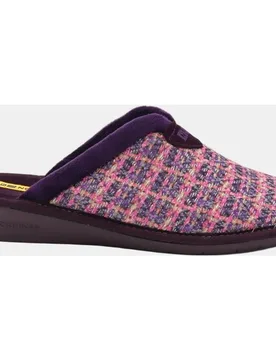 Zapatillas de casa abiertas de mujer tejido con brillo color purpura - Nordikas - FashionsVida