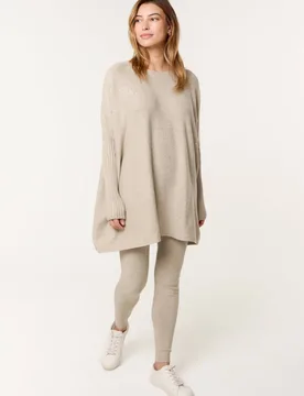 Women's Beige Long Sleeve Crew Top & Trousers Set - Beige - Size: One Size - Blue Vanilla - FashionsVida