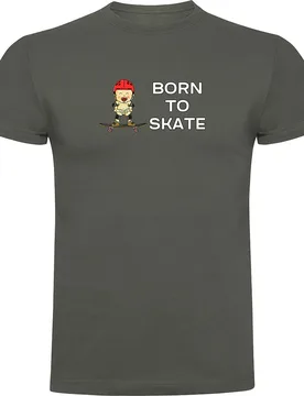 T-shirt à Manches Courtes Born To Skate Dark Army Green XL - Kruskis - FashionsVida