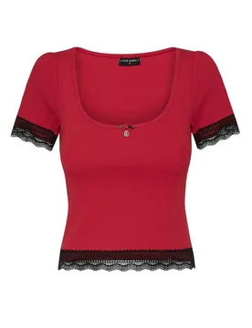 T-Shirt - Sweet Cropped Shirt - L bis XXL - für Damen - Größe L - rot/schwarz - Frauen - female - Vive Maria - FashionsVida