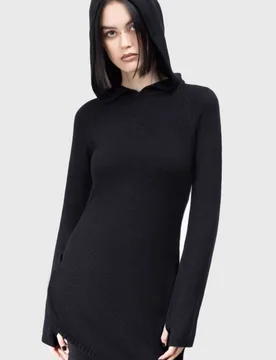 Gothic Kapuzenpullover - Enigmatra Top - XS bis 3XL - für Damen - Größe XL - schwarz - Frauen - female - KIHILIST by KILLSTAR - FashionsVida