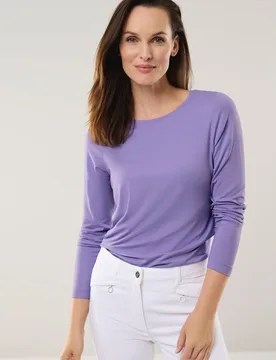 Viskose-Shirt Langarm, normale Größen, Farbe Lila, 52, weichfließende Viskose bequem durch Elasthan Damen - Walbusch - FashionsVida