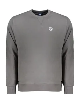 Mens Casual Crew Neck Sweatshirt - Grey Cotton - Size X-Large - North Sails - FashionsVida