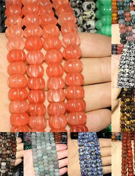 Mm Natural Semi-precious Stone Colorful Crystal Tiger Eye Pumpkin-shaped Loose Bead Jewelry Making DIY Bracelet Necklace 15" - Aliexpress - FashionsVida