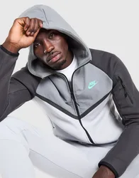 Mens Felpa con Cappuccio Tech Mix Full Zip - Grigio, grigio grigio Uomo taglia S