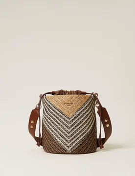 Twinset Sac seau jacquard en raphia - TWINSET - FashionsVida