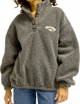 Polaire oversize en sherpa - Run The Road Sugar Off Black - Taille S - Gris - Billabong - FashionsVida