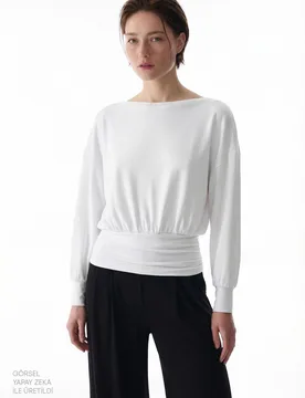 Womens Crew Neck Long Sleeve Knitted Bodysuit - White - Size Medium - Penti - FashionsVida
