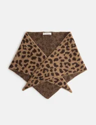 Jacquard Animal Print Triangle Scarf Brown Mix female